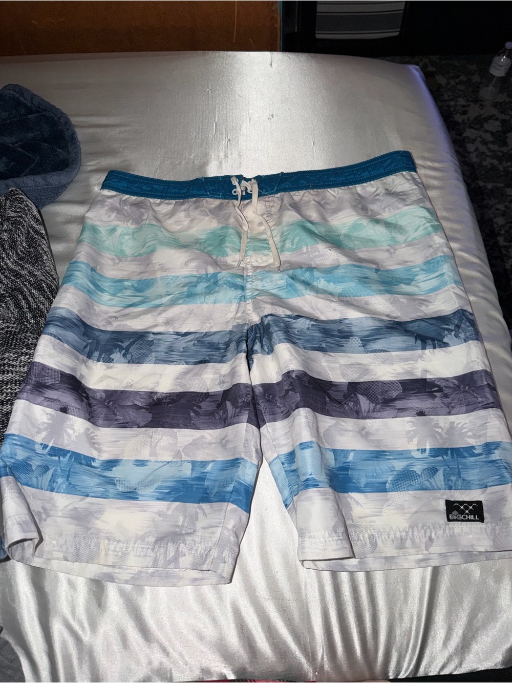 Big Chill Teal, Blue & Navy Striped Swim Board Shorts